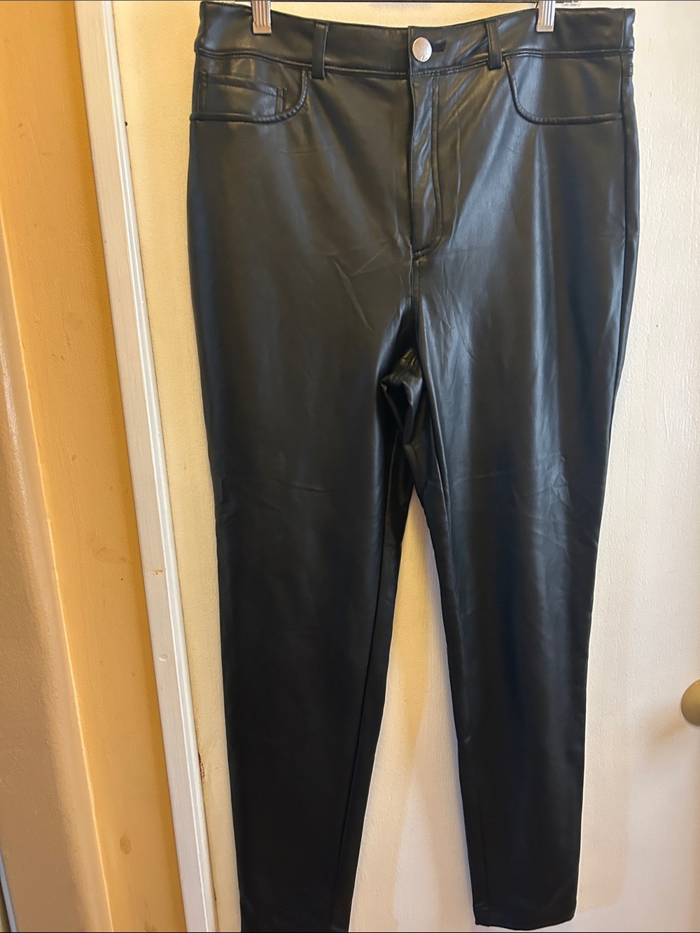 INC International Concepts Black Faux Leather Skinny Jeans